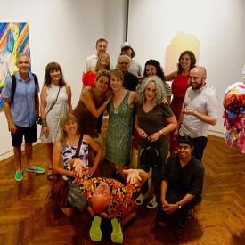 The author, center row, third from left, with artists in Representing Rainbows, the exhibition she had selected at Gerald Peters Gallery, New York, in September 2016. Photo: Kristen Schiele