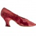 Lagel-Meier, pair of low-fronted shoes, circa 1905. One of pair, red cut voided velvet © Galliera/Roger-Viollet
