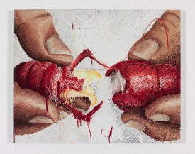 Marilyn Minter, 100 Food Porn #6, 1989-90. Enamel on metal, 24 x 30 inches. Hort Family Collection