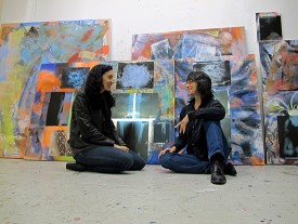 Mary Jones, right, in her studio with Brenda Zlamany, 2016