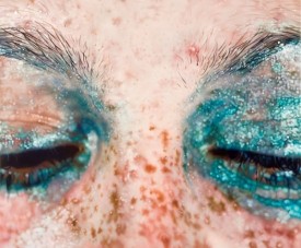 Marilyn Minter, Blue Poles, 2007. Enamel on metal, 60 x 72 inches. Private collection, Switzerland