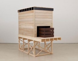 Siah Armajani, Tomb for Richard Rorty, 2016. Painted wood and ink, 77 x 84 x 38 inches. Courtesy of the artist and Alexander Gray Associates.