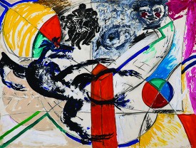 Connie Fox, Dog Jazz, 1985. Acrylic on paper, 38 x 50 inches. Photo: Jenny Gorman