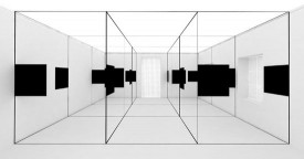 Karin Schneider, Trisected Square with 16 (O) Paintings, 2016. Exhibition rendering. Courtesy of the artist and Dominique Lévy