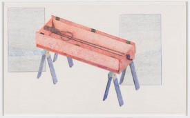 Siah Armajani, Tomb for Dietrich Bonhoeffer, 2016. Ink on Mylar, 36 x 60 inches. Courtesy of the artist and Alexander Gray Associates.