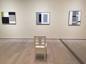 Installation shot of the exhibition under review including, far right, Untitled, 1955, 1955. Oil on Masonite, 38 x 32 inches, discussed in this review. Photo: Joan Boykoff Baron