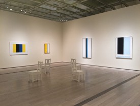 Installation shot of the exhibition under review, including, far right, , #14-1959, 1959. Oil on canvas, 60 x 46 inches. Photo: Joan Boykoff Baron