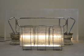 Matt Neff, Untitled, 2014. Plexiglas, metal, tape, fluorescent lights, dimensions variable. Courtesy of the Artist