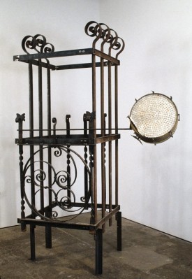 Terry Adkins, Sermonesque (from Darkwater), 2002. Metal with snare drum and buttons, 54 × 72 × 108 inches.