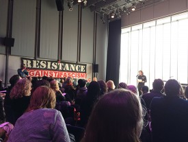 Carin Kuomi addressing the crowd. All photos: William Corwin