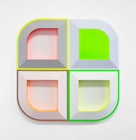 Beverly Fishman, Untitled (Opioid Addiction/Missing Dose), 2017. Urethane paint on wood, 38 x 38 x 2.25 inches. Courtesy of the Artist. Photo: PD Rearick