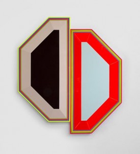 Beverly Fishman, Untitled (Split Pill / Alcoholism), 2016, Urethane paint on wood, 67 x 60 x 2 inches. Kari and Nick Coburn Collection. Photo: PD Rearick