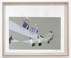 Mernet Larsen, Faculty Meeting with Wendy, 2006. Acrylic on Bristol paper, 21 × 26 inches.