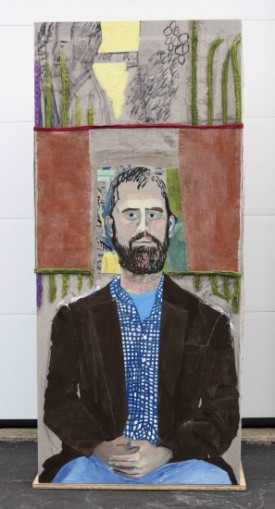 Dona Nelson, Autumn Andrew, 2016. Collage, dyed cheesecloth, muslin, and acrylic mediums on linen panel mounted on plywood base, 81.5 x 36 inches. Courtesy of Thomas Erben Gallery