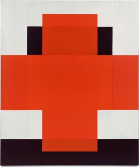 Harvey Quaytman, Marienburg, 1985. Acrylic on canvas, 81-3/4 x 68-1/4 inches. Courtesy of Van Doren Waxter