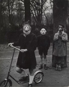 Agnès Varda, Mardi Gras, 1953. Vintage silver print mounted on hardboard, 11-1/4 x 9-1/8 inches. Courtesy of Blum & Poe