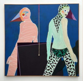 Kiki Kogelnik, Double Vision, 1981. Oil, acrylic and cord on canvas, 48 x 50 inches. Courtesy Simone Subal Gallery