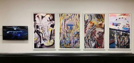 Installation shot of "Ellen K. Levy: Meme Machines" at New York Public Library Mid-Manhattan Library, part of the Art Wall on Third exhibition series, through June 28, 2017