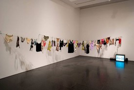 Installation shot of Nancy Spero’s “Sheela-Na-Gig At Home” (1996) at Galerie Lelong, on view at Frieze New York, 2017