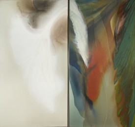 Paul Jenkins, Phenomena Entrance Portal, 1973. Acrylic on canvas, diptych, 89 x 85 inches. © 2012 Paul Jenkins. All Rights Reserved.