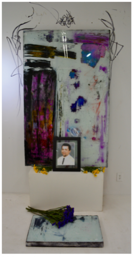 DeShawn Dumas, Frames of War, 2017. Thermoplastic and spray paint on wood, 67 x 42 x 3 inches. Courtesy of the Artist and Ethan Cohen New York