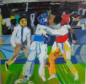 Clintel Steed, Taekwondo #2 (Olympic Series), 2016. Oil on canvas, 30 x 30 inches. Courtesy of the Artist