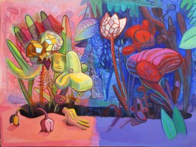 Joanne Carson, Edge of the Woods, 2017. Acrylic on canvas, 48 x 64 inches. Courtesy of Black & White Gallery