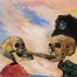 James Ensor, Skeletons Fighting Over a Pickled Herring, 1891. Oil on panel, 6-1/2 x 8-1/2 inches. Musées royaux des Beaux Arts de Belgique, Brussels, © 2009 Artists Rights Society (ARS), New York / SABAM, Brussels.