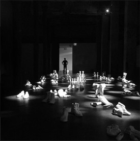 Ron Baron, Beyond-Beyond, 2017. Installation, cast ceramic, dimensions variable. Installed at Smack Mellon Gallery