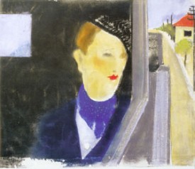Friedl Dicker-Brandeis, Self-Portrait in Car, 1940. Pastel on paper. Jewish Museum, Prague.