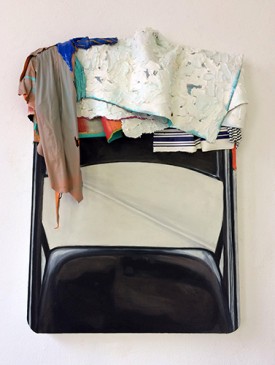 Leslie Wayne, (W)restling Robert, 2017. Oil on panel, 28 x 21 x 4 inches. Courtesy of the artist and Jack Shainman Gallery