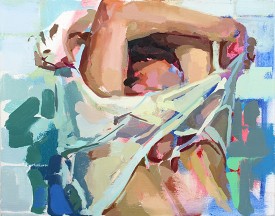 Rachel Rickert, Off, 2017. Oil on canvas, 14 x 18 inches. Courtesy of E.TAY Gallery and the artist