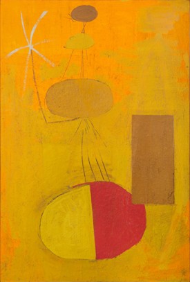 Robert Motherwell, Orange Personage, 1947. Oil and sand on canvas, 54-3/4 x 37 inches © Dedalus Foundation, Inc. / Licensed by VAGA, NewYork, NY