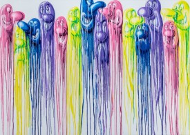 Kenny Scharf, Sloppy Melt, 2017. Oil & diamond dust on linen, 60 x 84 Inches. Courtesy of the artist and Jeffrey Deitch