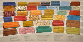 Julia Jacquette, 36 Sofas, 2014. Oil on linen, 44 x 97 inches. Courtesy of the Artist.