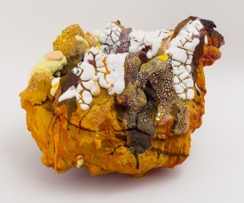 Brian Rochefort, Jozani, 2017. Stoneware, earthenware, glaze, glass, 15 x 18 x 12 inches. Courtesy of the artist and Van Doren Waxter Gallery