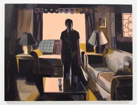 Matt Bollinger, Before Work, 2017. Flashe and acrylic on canvas, 27.5 x 36 inches. Courtesy of the artist and Zürcher Gallery, New York