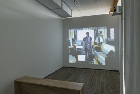 Installation view, Matt Bollinger: Between the Days at Zürcher Gallery, video projection