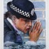 Dawn Mellor, Police Constable Jamilla Blake (Lolita Chakrabarti), 2016. Oil on canvas, 30 x 24 inches. Courtesy of the Artist and team (gallery, inc.)