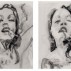 Heather Morgan, [left to right] Hustler II, III, IV, I, 2017. Ink on Yupo paper, 14 x 11 inches each. Courtesy of the artist and David & Schweitzer