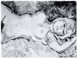 Heather Morgan, Lay, 2017. Ink on paper, 14 x 11 inches. Courtesy of the artist and David & Schweitzer