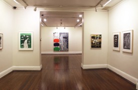 Installation shot of the exhibition under review, John Walker: The Sea and The Brush at the New York Studio School, including Move, 2007, center far wall. Courtesy of the New York Studio School.