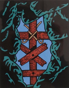 Trevor Winkfield, Cave; 1976. Acrylic on paper, 18.75 x 18.25 inches. Courtesy of the artist and Tibor de Nagy Gallery