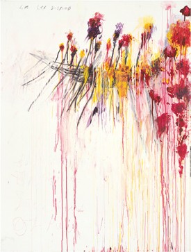 Cy Twombly, Coronation of Sesostris (Part V), 2000. Acrylic, wax crayon, and lead pencil on canvas, 81 x 61 1/2 inches © Cy Twombly Foundation. Photo by Rob McKeever. Courtesy Gagosian
