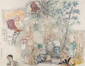 Yun-Fei Ji, Before the Long Journey, 2017-2018. Watercolor and ink on Xuan paper, 37 x 48.5 inches. Courtesy of the artist and James Cohan Gallery