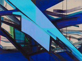 Laura Newman, Slice, 2017. Flashe, ink and acrylic on linen, 30 x 40 inches. Courtesy of the artist and Victoria Munroe Fine Art