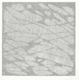 Jacob El Hanani, Gray Skies, 2016. Ink on gessoed canvas, 15-1/8 x 15-1/4 inches. Courtesy of Acquavella Galleries