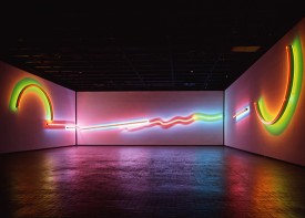 Stephen Antonakos, Proscenium, 2000. Neon light installation. Left & right walls: 20’ x 70’3” center wall: 20' x c 56’ Photo: Jim Frank, NY