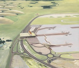Carol Rhodes, Airport, 1995. Oil on hard board, 42 x 48 cm. Tate
