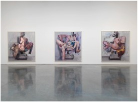 Installation view: Jenny Saville: Ancestors, Gagosian Gallery, New York 2018, showing Fate 1-3. Photography by Rob McKeever. Courtesy Gagosian.